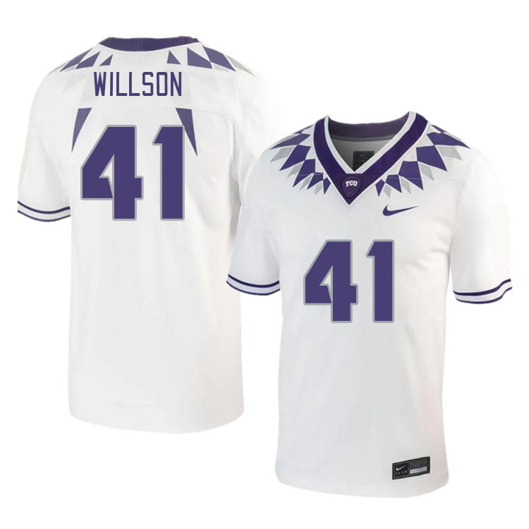 Men #41 TJ Willson TCU Horned Frogs 2023 College Footbal Jerseys Stitched-White